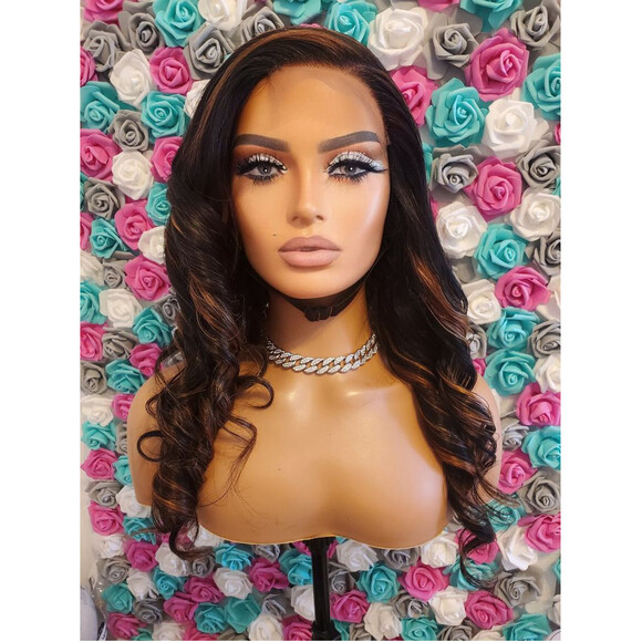100%virgin human hair highlighted closure wig